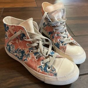 Converse Floral High-Top Sneakers - Pink and Blue